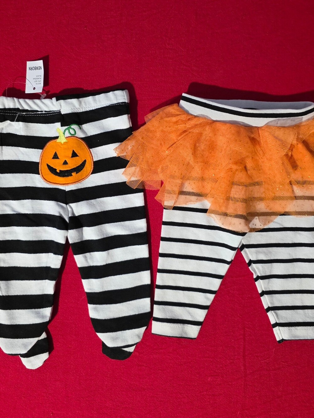Koala Kids Black and White Striped Halloween Leggings W/tutu 0/3 One Footed NB